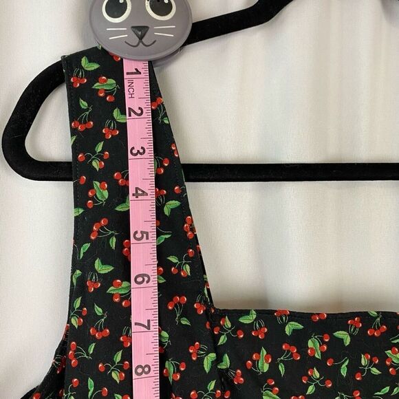 Vintage Cherry Print Dress Square Neck Midi Length Pin-Up Custom Made Women’s L - Picture 8 of 16